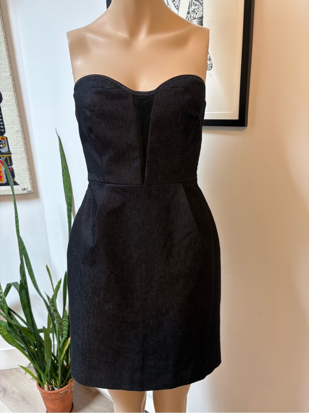 rag & bone Strapless Black Sweetheart Sheath Dress
